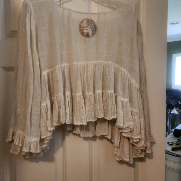 Cream Ruffled Women's Top - Picture 2 of 5